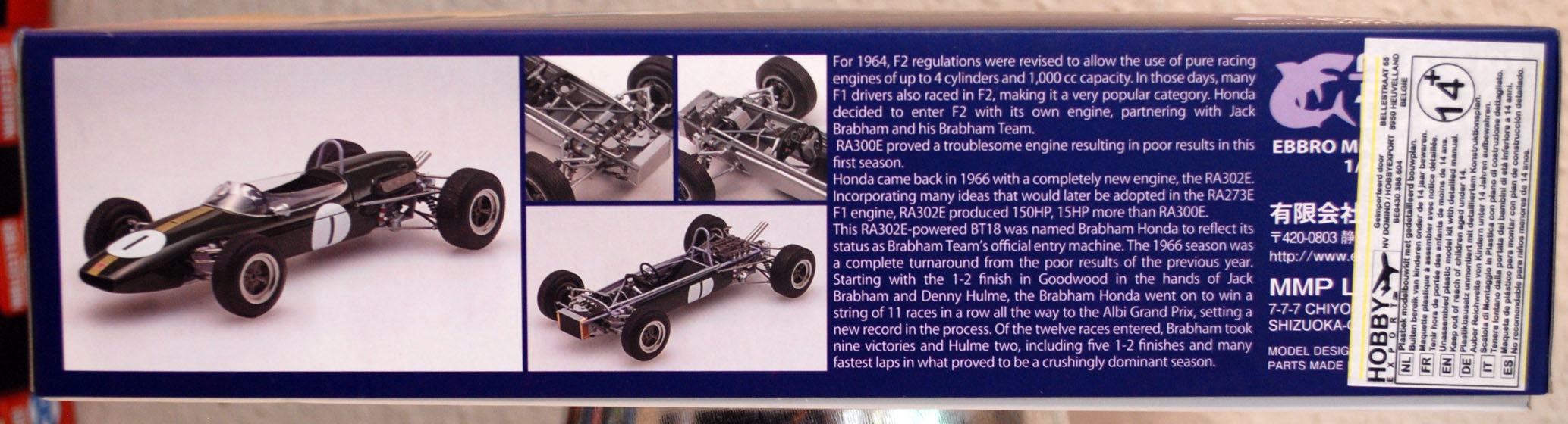 Ebbro 20022 1966 F2 Champion Brabham BT 18 Honda F-2 1:20