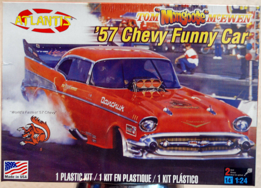 Atlantis 7172 1957 Chevrolet Funny Car Tom Moongoose McEwen 1:24 wieder neu 2021
