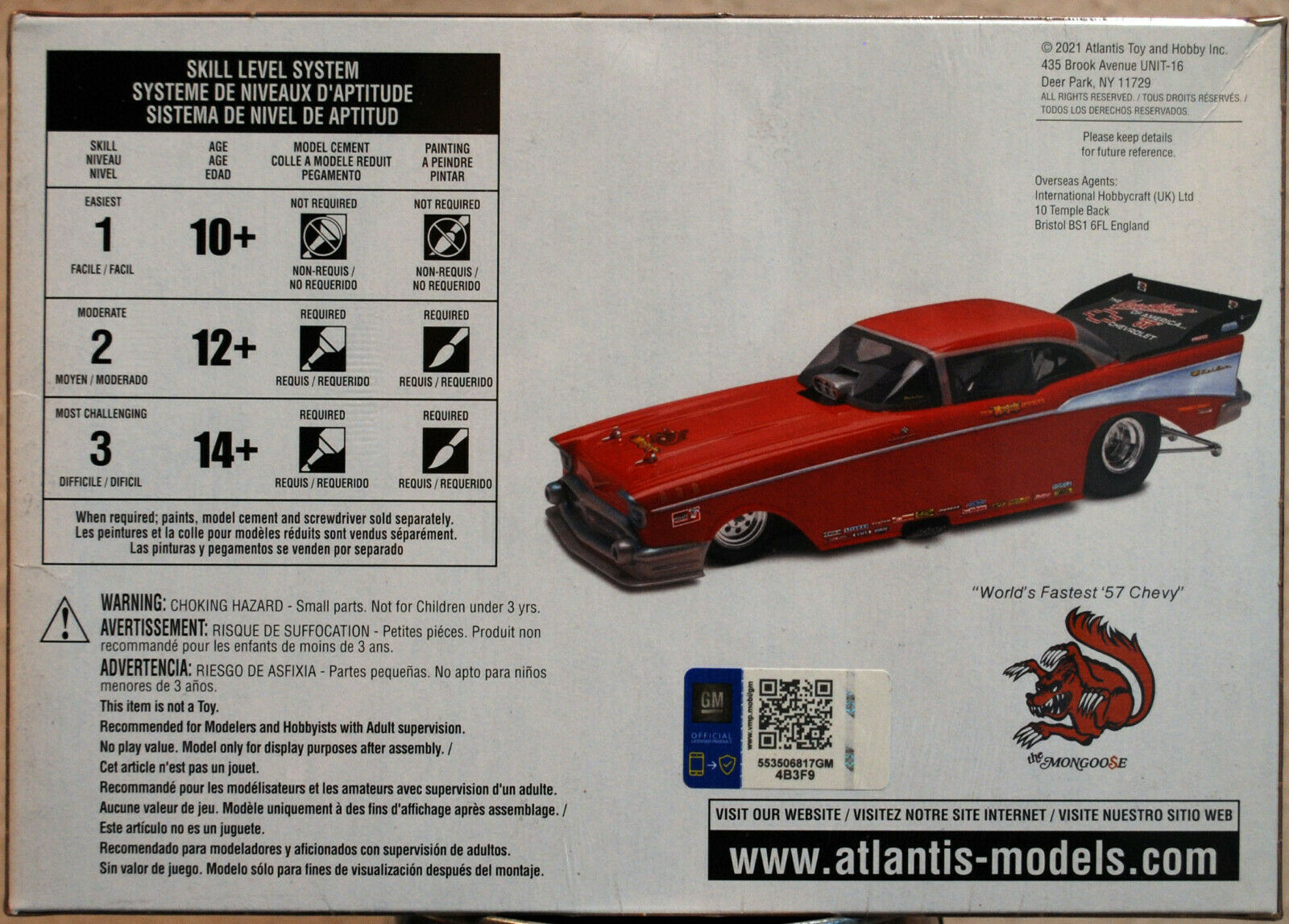 Atlantis 7172 1957 Chevrolet Funny Car Tom Moongoose McEwen 1:24 wieder neu 2021