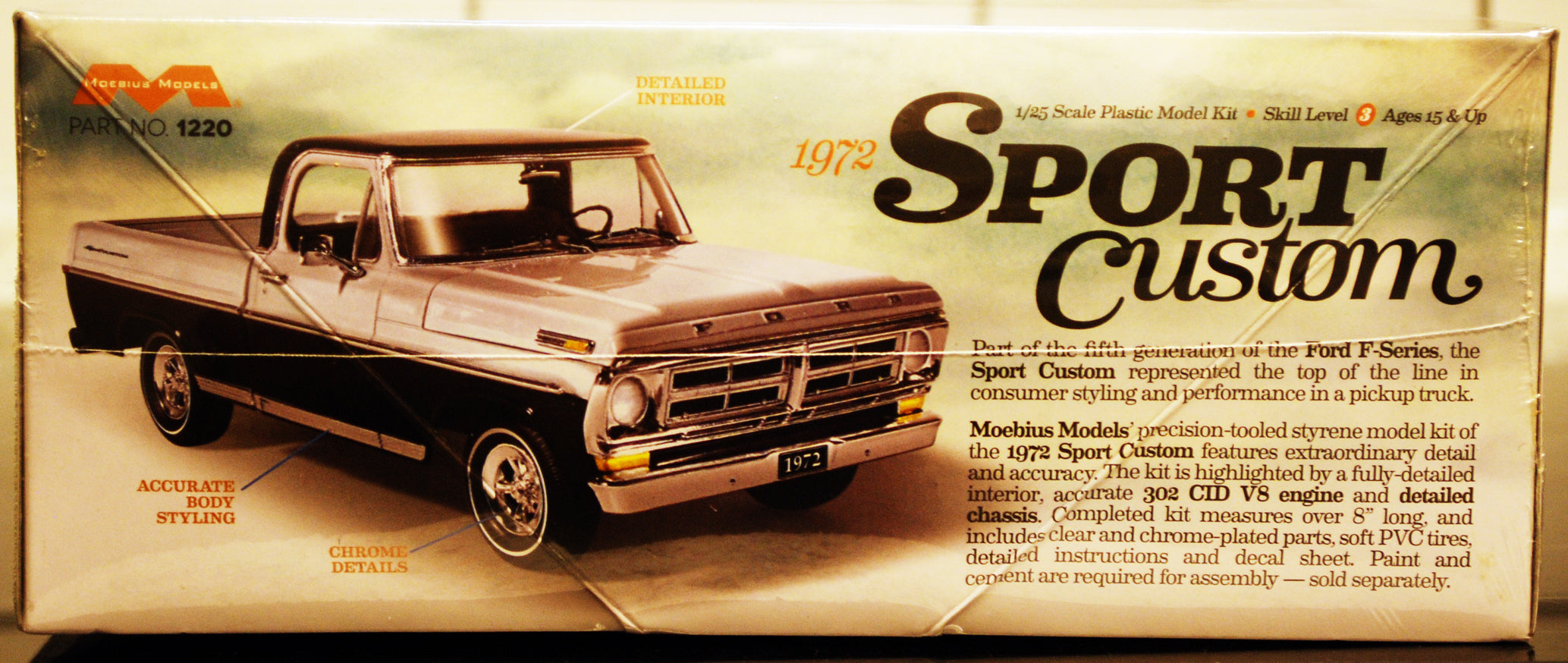 1972 Ford Sport Custom Pickup 1:25 Moebius 1220