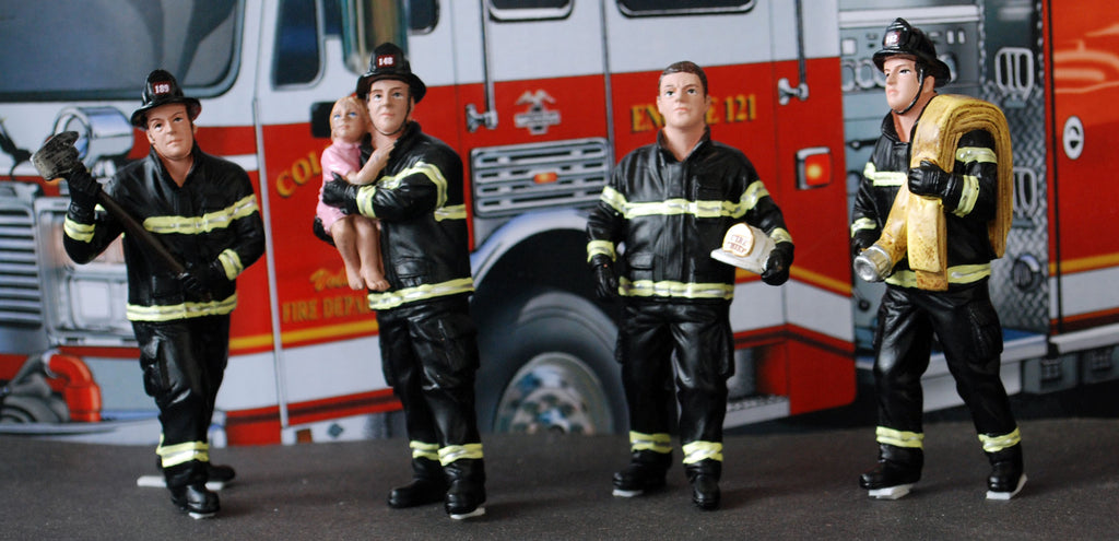 77509B American Diorama Fire Set of 4 Firefighter Feuerwehrleute Polizei 1:24