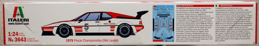 1979 BMW M1 Procar Niki Lauda 1:24 Italeri 3643 wieder neu 2020
