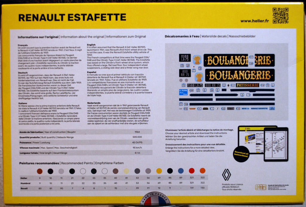 Heller 80743 1964 Renault Estafette Lieferwagen 1:24 Neu 2021