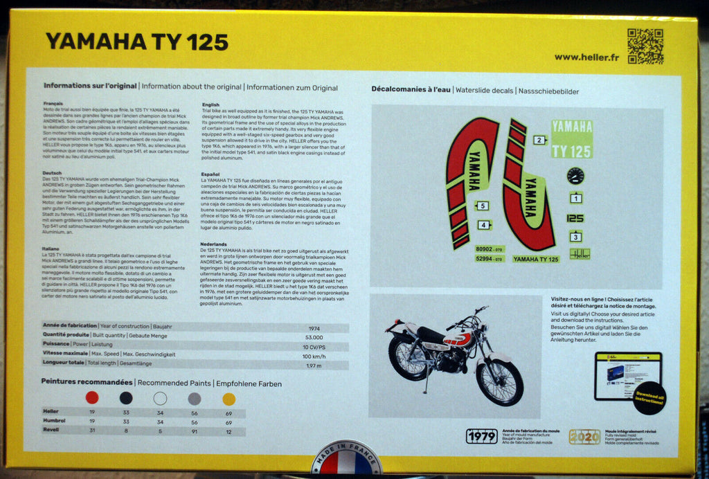 Heller 80902 1976 Yamaha Ty 125 Typ 1K6 Moto Cross Trial 1:8