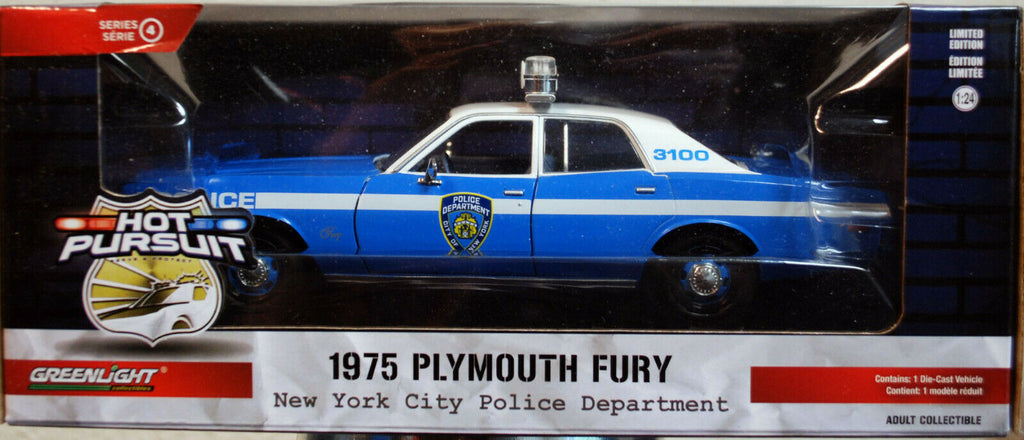 1975 Plymouth Fury New York City Police Department 1:24 Green Light 85542