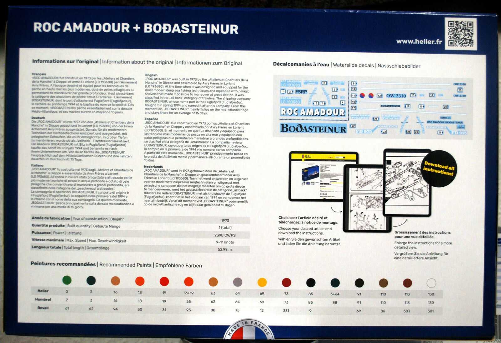 1973 ROC Amadour & Bodasteinur Trawler Hochseefischer Twinset 1:200 Heller 85608