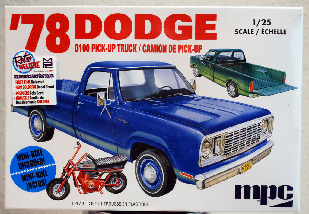 1978 Dodge D 100 Custom Pickup w. Mini Bike 1:25 MPC 901 wieder neu 2019