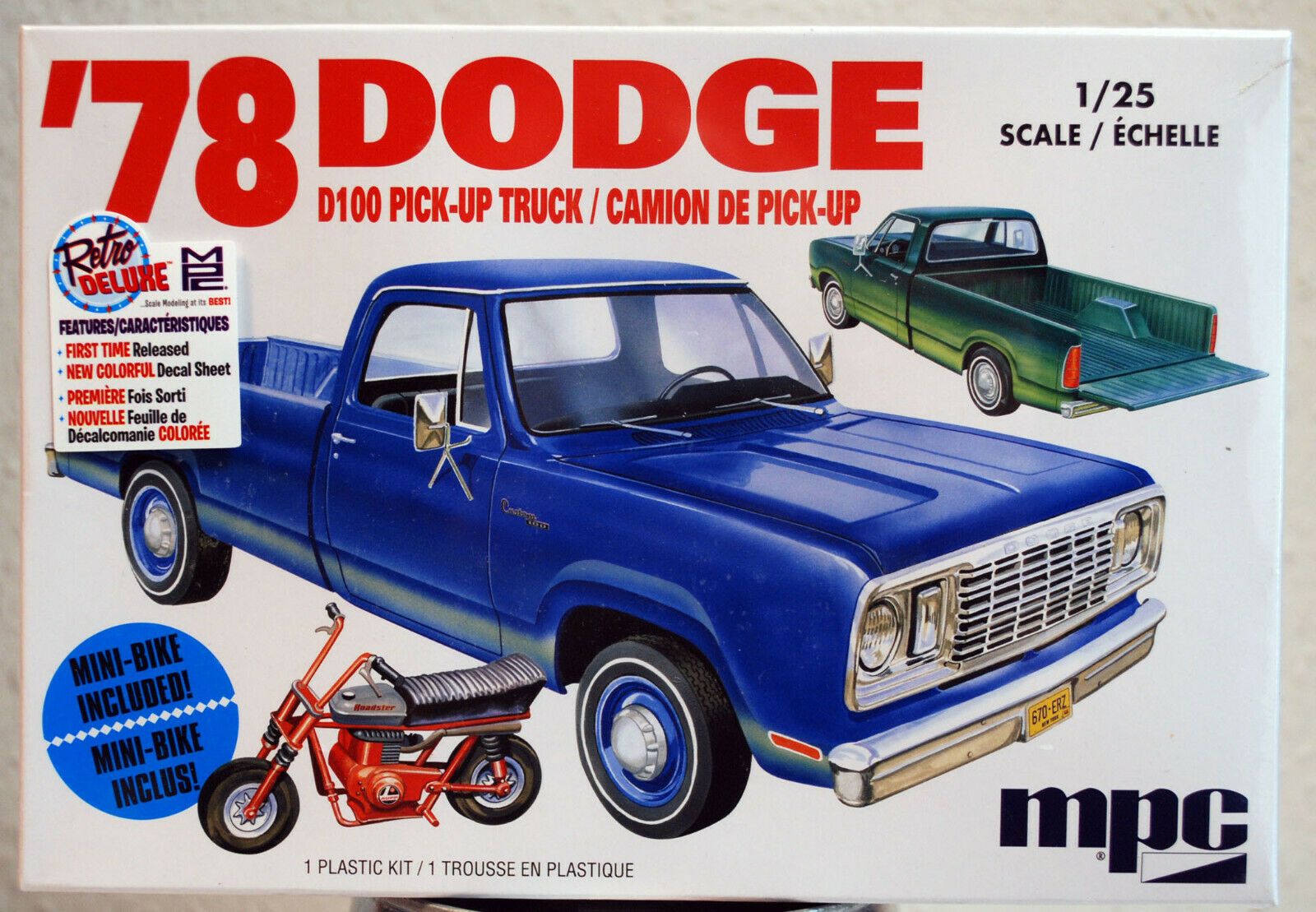 1978 Dodge D 100 Custom Pickup w. Mini Bike 1:25 MPC 901 wieder neu 2019