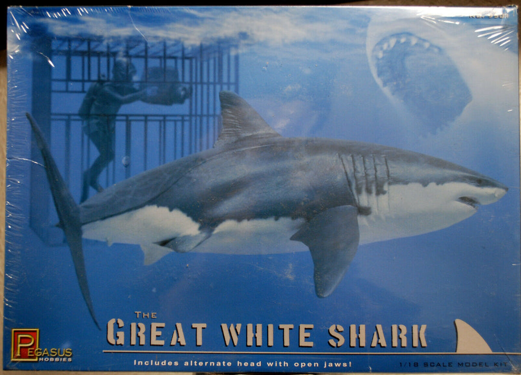Great White Shark Weißer Hai mit Käfig und Taucher 1:18 Pegasus 9501