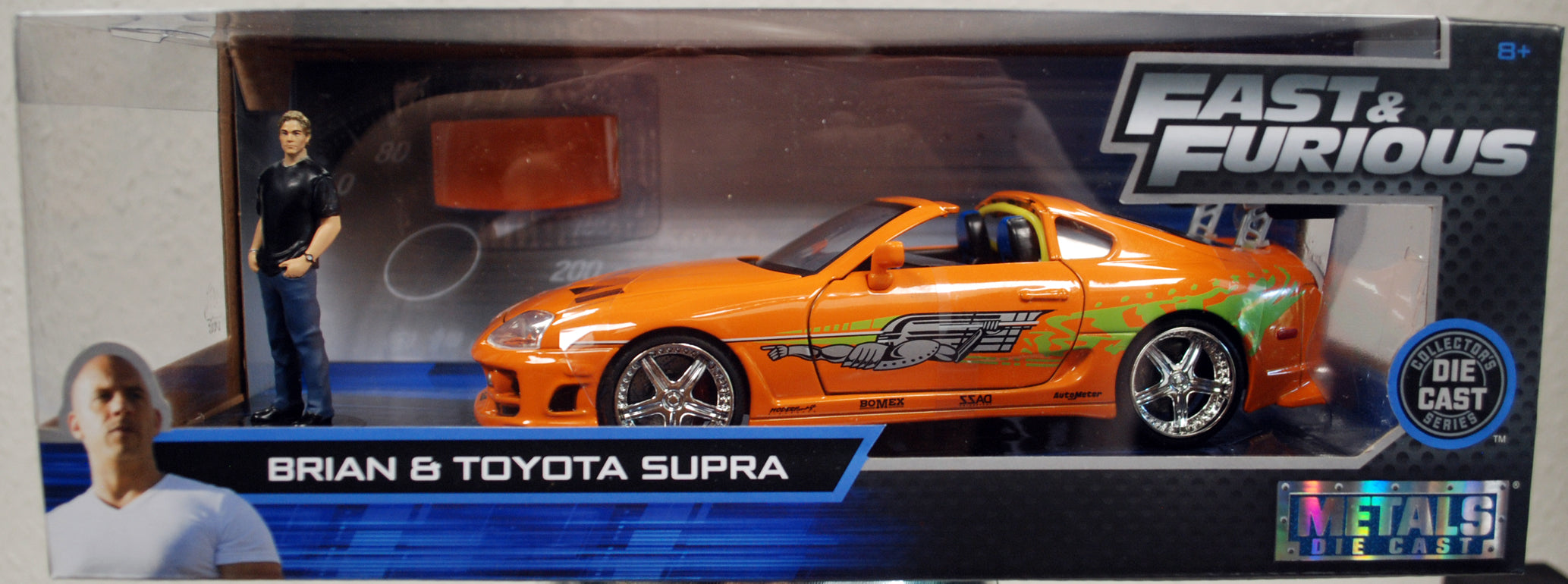 1996 Brians Toyota Supra Fast & Furious w. Brian Figure 1:24 Jada Toys 30738