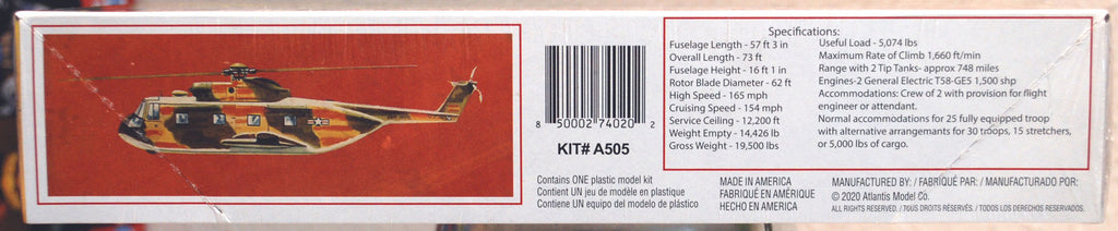 Sikorsky S-61R Sea King HH 3E Jolly Green Giant Helicopter 1:72  Atlantis 505