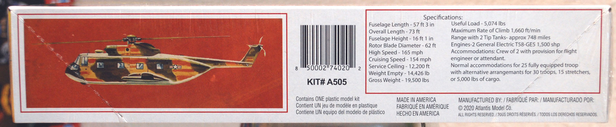 Sikorsky S-61R Sea King HH 3E Jolly Green Giant Helicopter 1:72  Atlantis 505