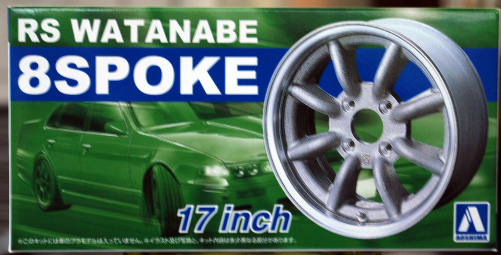Aoshima 052433 Felgen RS Watanabe 8 Spoke 17 Zoll inkl. Reifen 1:24 # 04
