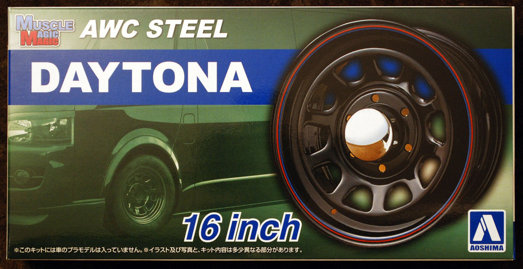 Aoshima 054284 FelgenAWC Steel Daytona 16 Zoll inkl. Reifen 1:24 # 64