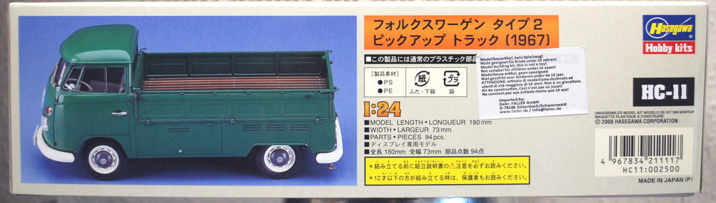 Hasegawa 21211 1967 Volkswagen VW Bulli Typ 2 T 1  VW Pick Up Truck 1:24