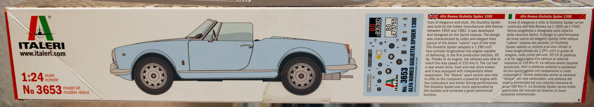 1959 Alfa Romeo Giulietta Spider 1300 1:24 Italeri 3653 wieder neu 2018