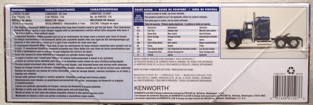 Revell 1507 Kenworth W 900 Aerodyne Tractor Truck LKW 1:25