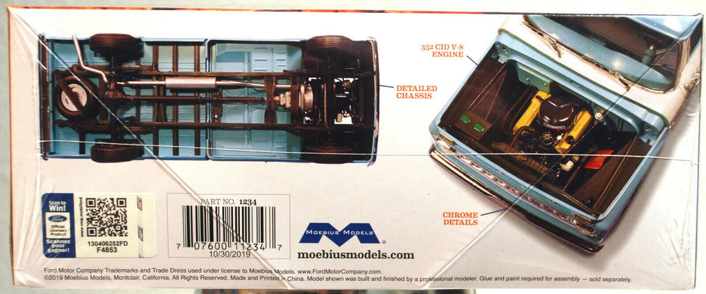 1965 Ford F -100 Styleside Custom Cab Pickup 1:25 Moebius 1234