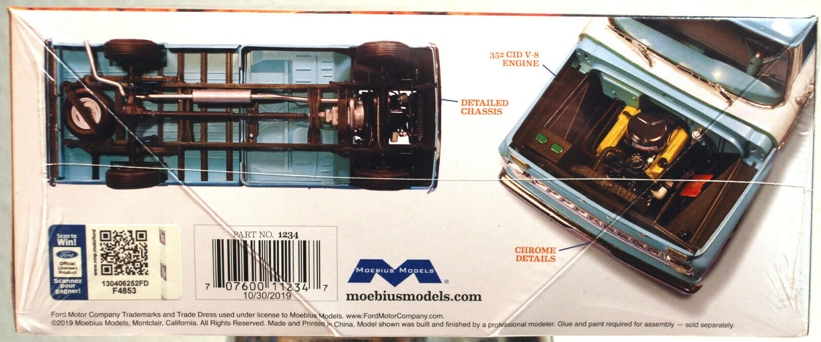 1965 Ford F -100 Styleside Custom Cab Pickup 1:25 Moebius 1234