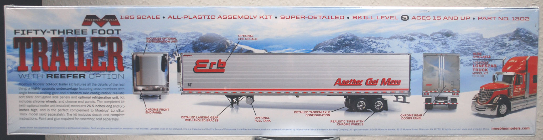 Moebius 1302 Great Dane 53ft Trailer w. Reefer Option 1:25