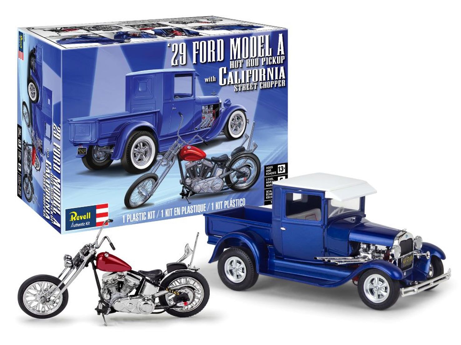 Revell 14565 29 Ford A Hot Rod Pickup w. California Chopper 1:25