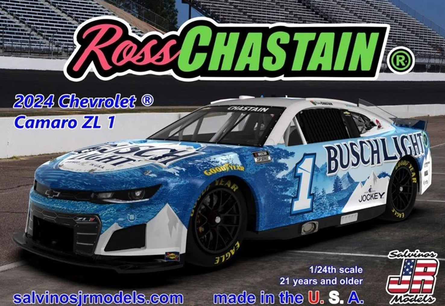 Salvinos Jr 438487 2024 Chevrolet Camaro Ross Chastain # 1 Busch Light