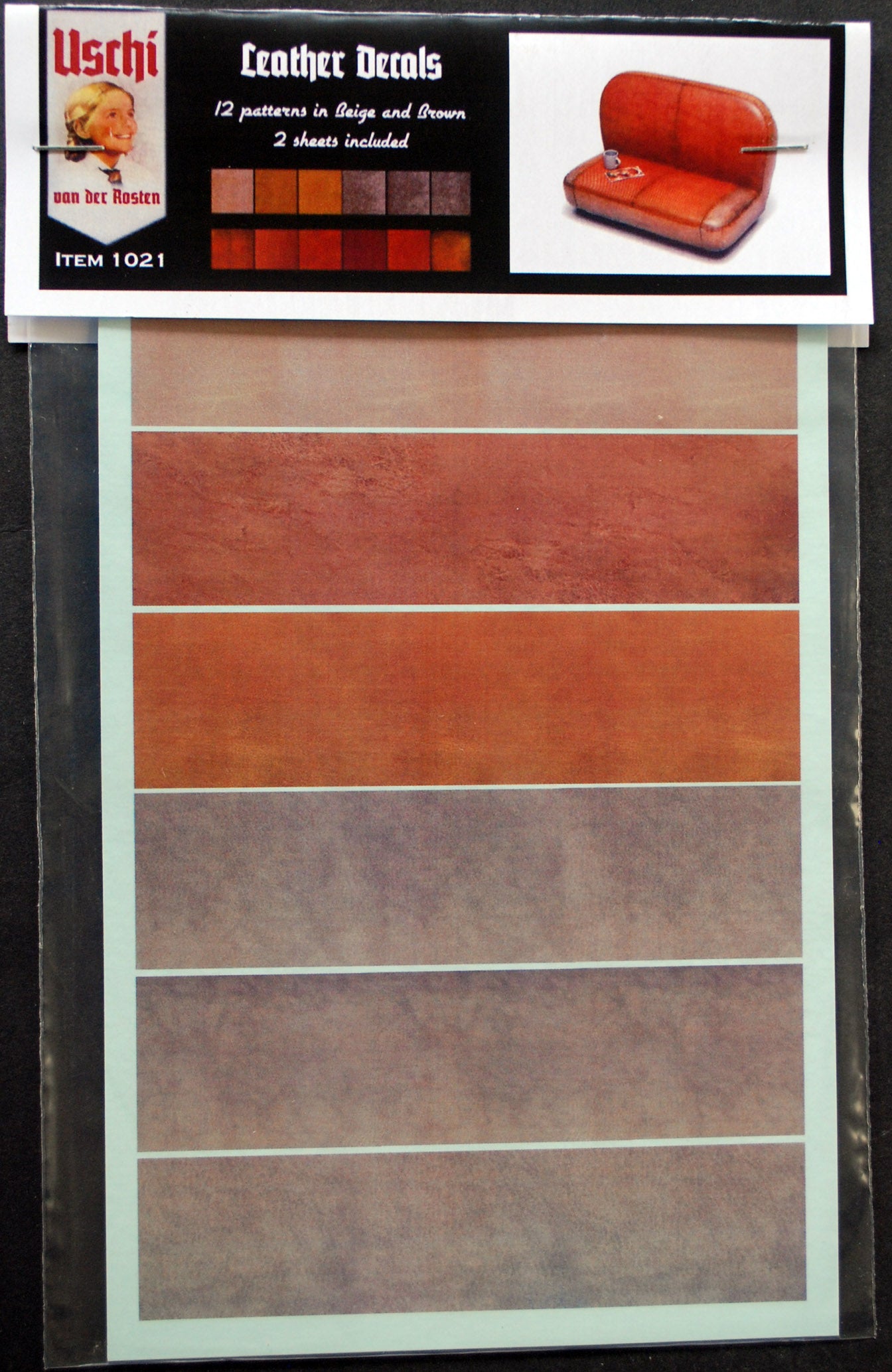 Uschi van der Rosten 1021 Decals Leather Leder Decals 12 versch. Muster