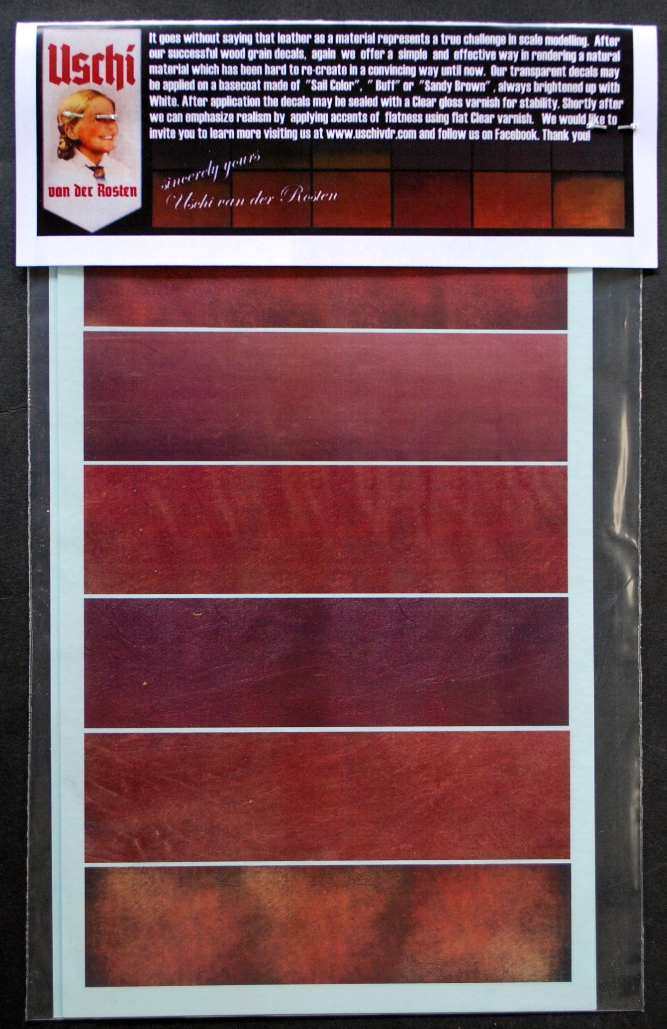 Uschi van der Rosten 1021 Decals Leather Leder Decals 12 versch. Muster