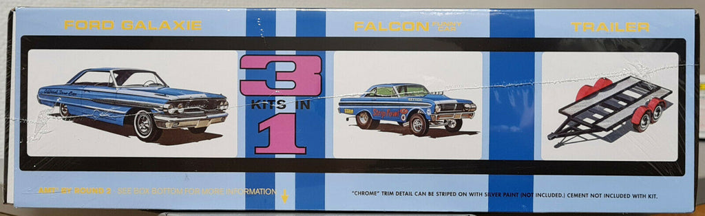 AMT 1223 1964 Ford Galaxie & 64er Ford Falcon Funny Car & Trailer 1:25
