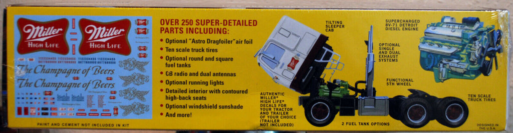 AMT 1230 & 1234 Set GMC Astro 95 Semi Tractor & 40' Fruehauf Miller Beer 1:25