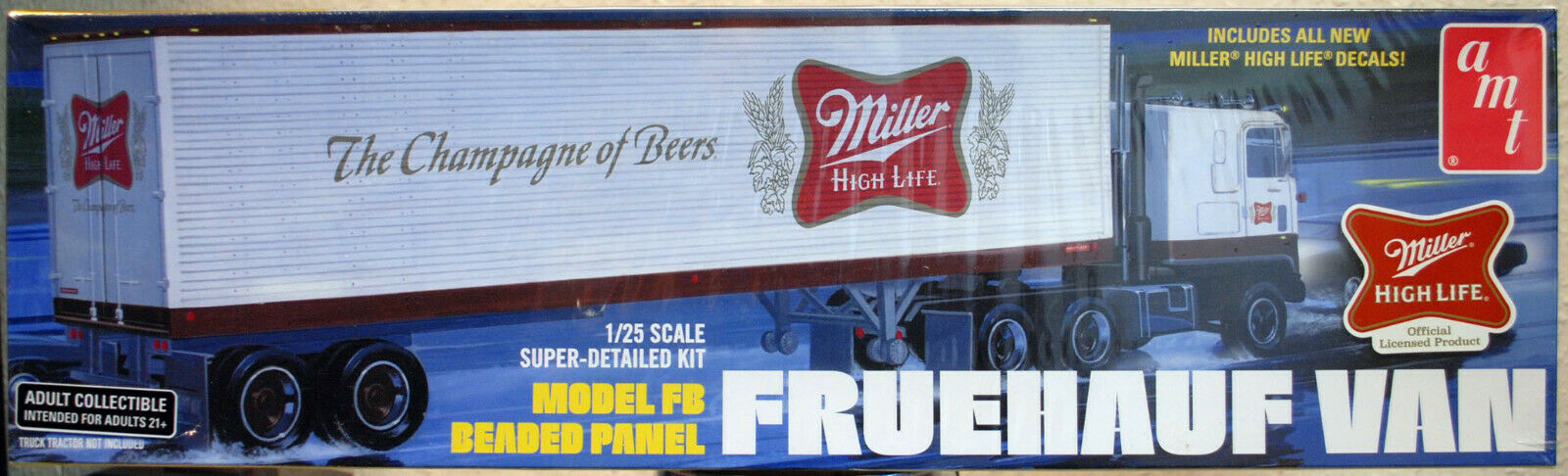 AMT 1230 & 1234 Set GMC Astro 95 Semi Tractor & 40' Fruehauf Miller Beer 1:25