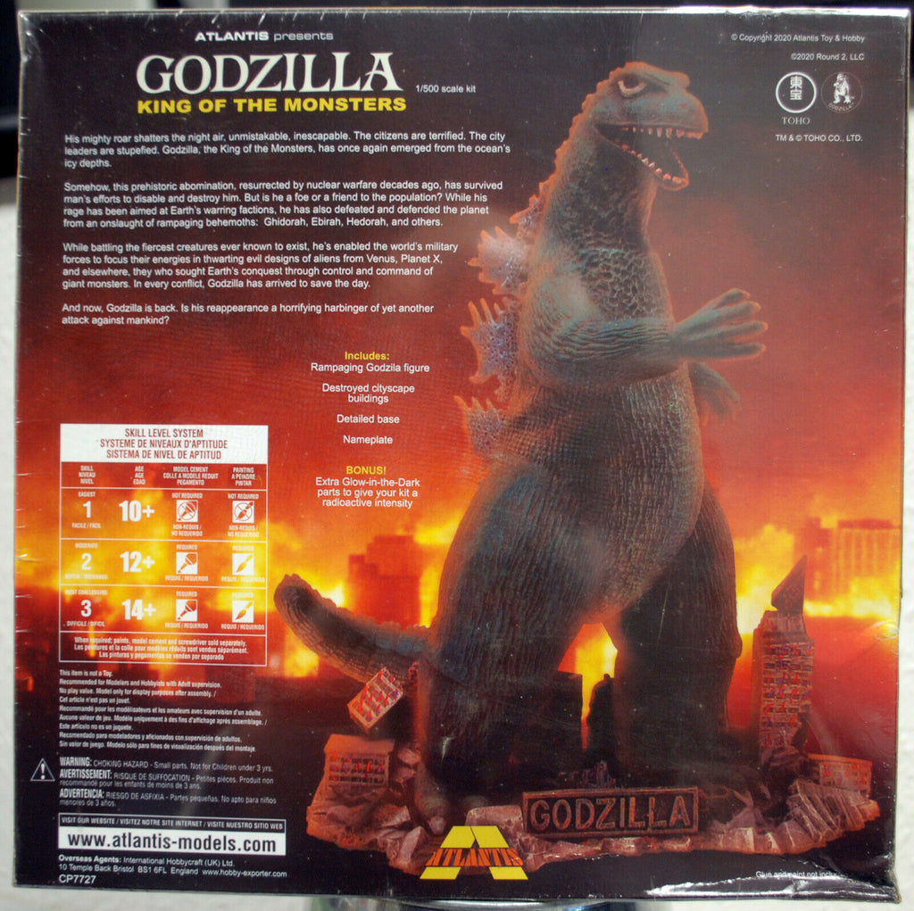Atlantis 466 Godzilla w. Glow Parts Snap Kit 65 Anniversary 1:500