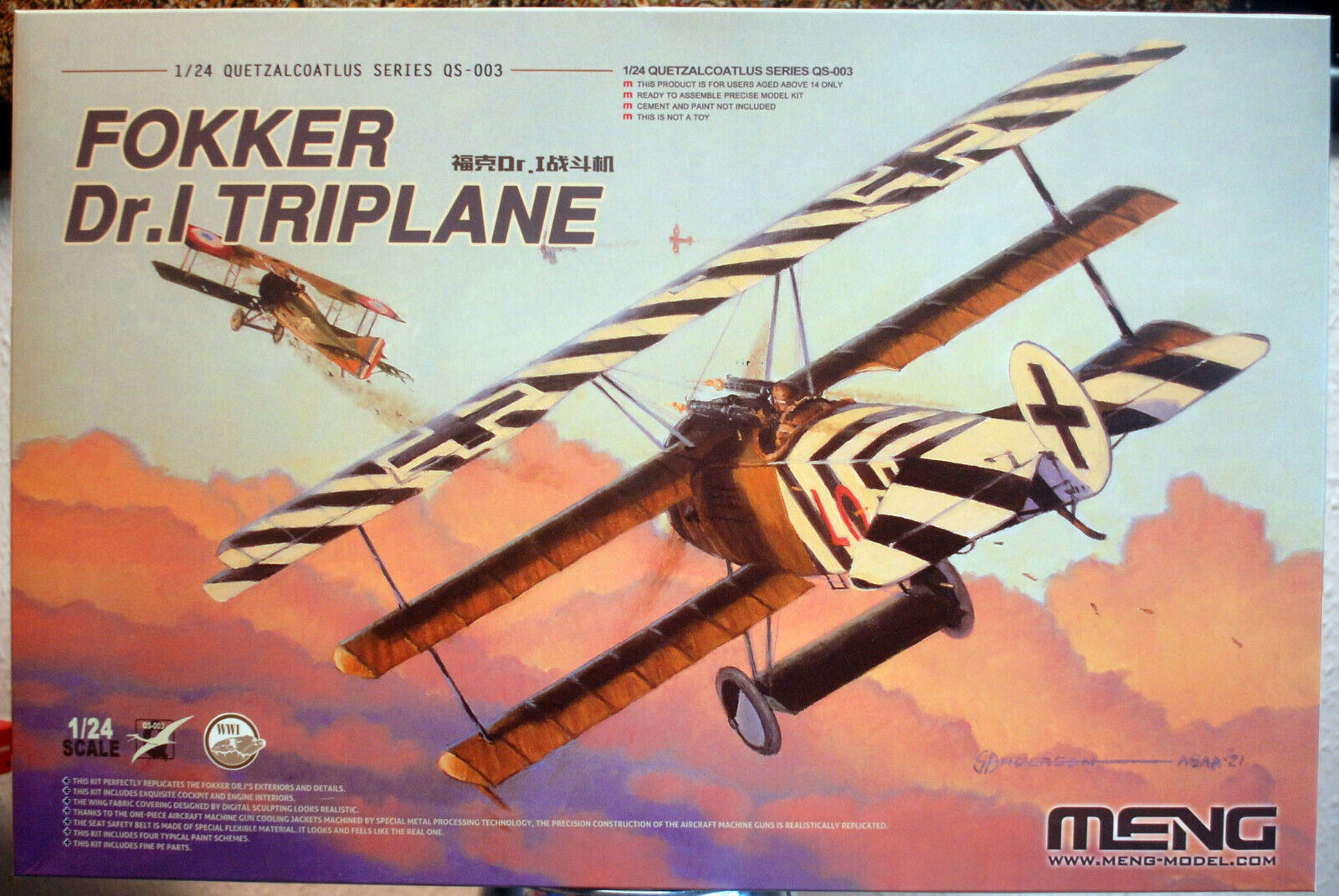Meng QS003 Fokker Dr. I Triplane Dreidecker von Richthofen Udet 1:24