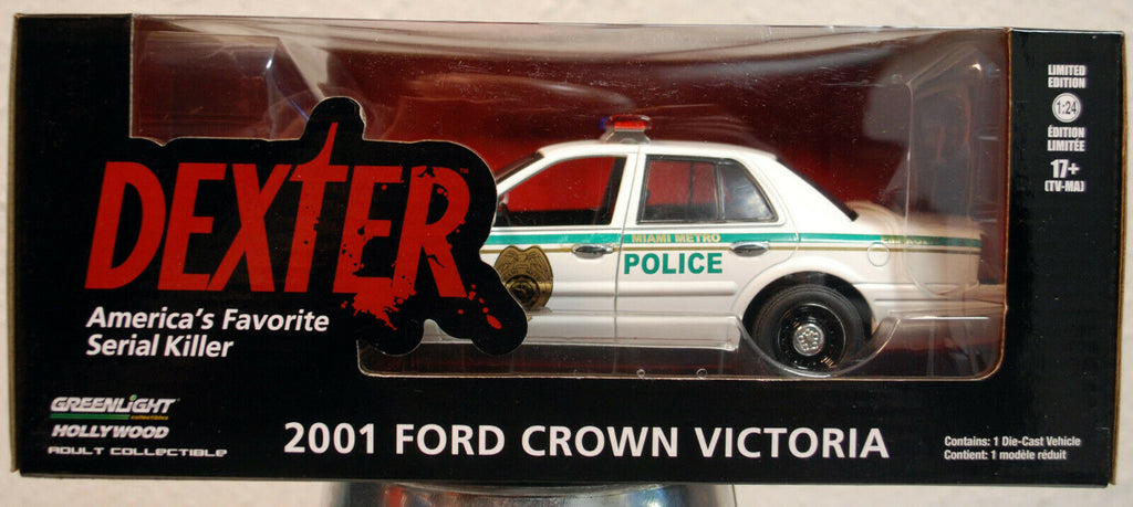 Greenlight 84133 2001 Ford Crown Victoria Dexter Miami Metro Police 1:24