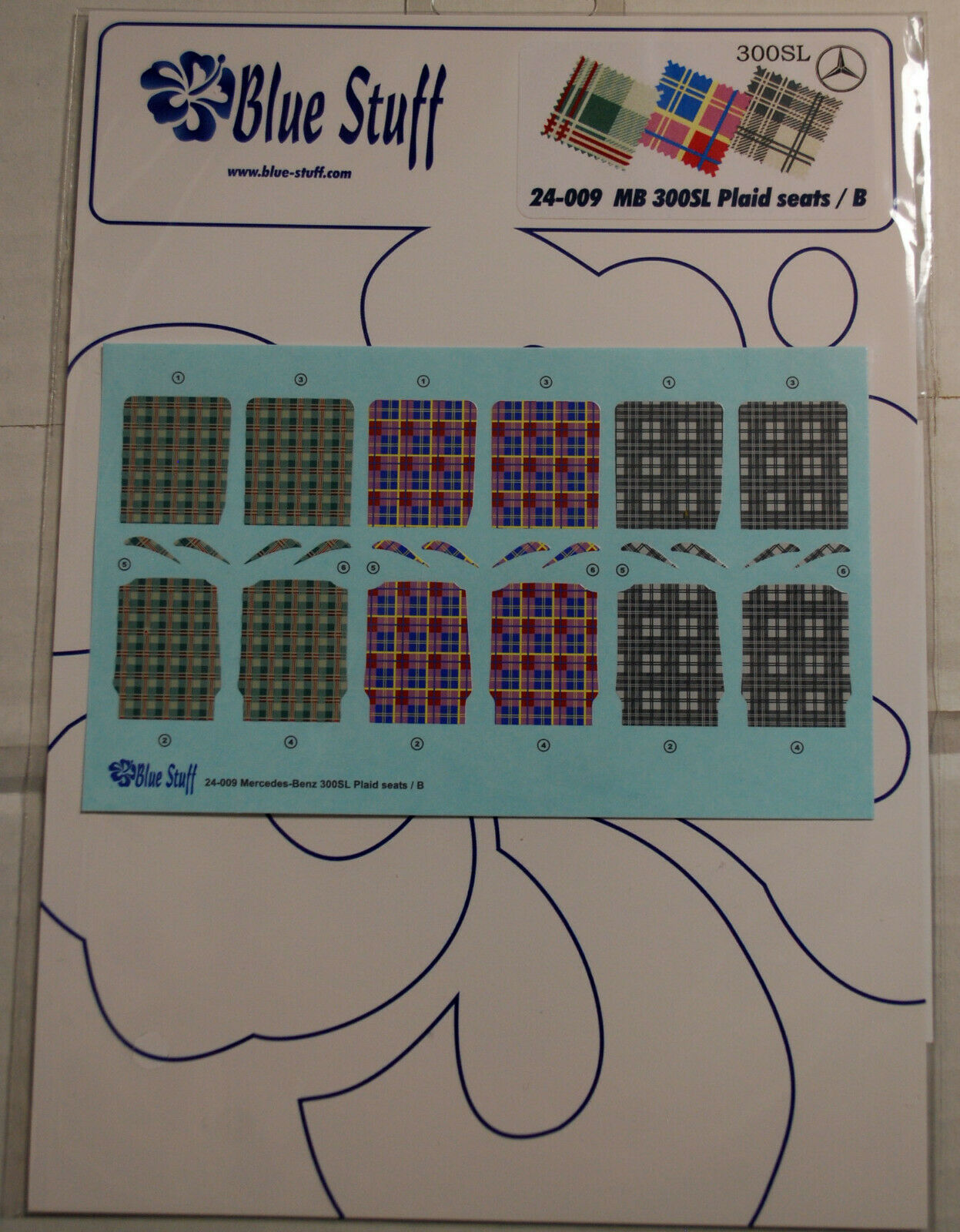 Blue Stuff 24-009 Decals Sitzbezüge für 1955 Mercedes 300 SL Tamiya 24338