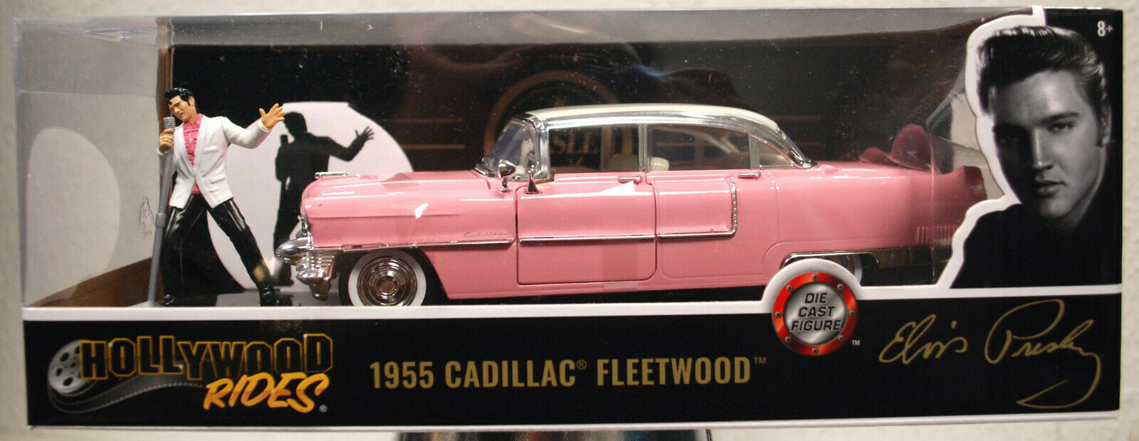 Jada Toys 31007 1955 Cadillac Fleetwood pink w. Elvis Figur 1:24