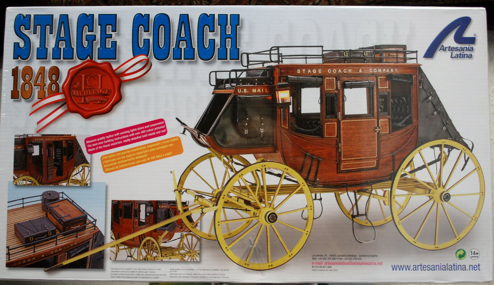 1848 Stage Coach Postkutsche Wells Fargo 1:10 Artesania Latina 20340