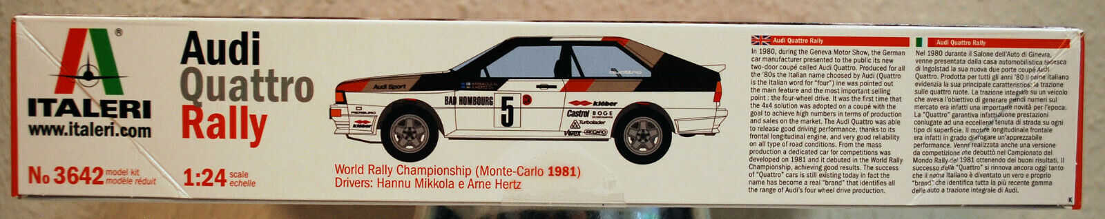 1981 Audi Quattro Rallye Monte Carlo 1:24 Italeri 3642 wieder neu 2019