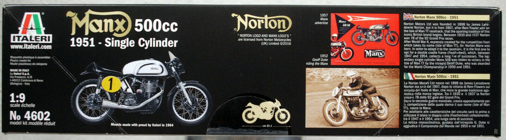 1951 Norton Manx 500 cc Single Cylinder 1:9  Italeri 4602