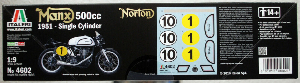 1951 Norton Manx 500 cc Single Cylinder 1:9  Italeri 4602