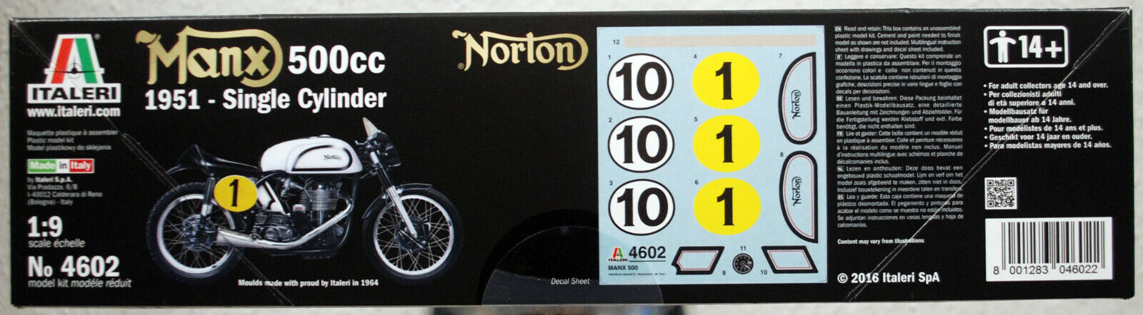 1951 Norton Manx 500 cc Single Cylinder 1:9  Italeri 4602