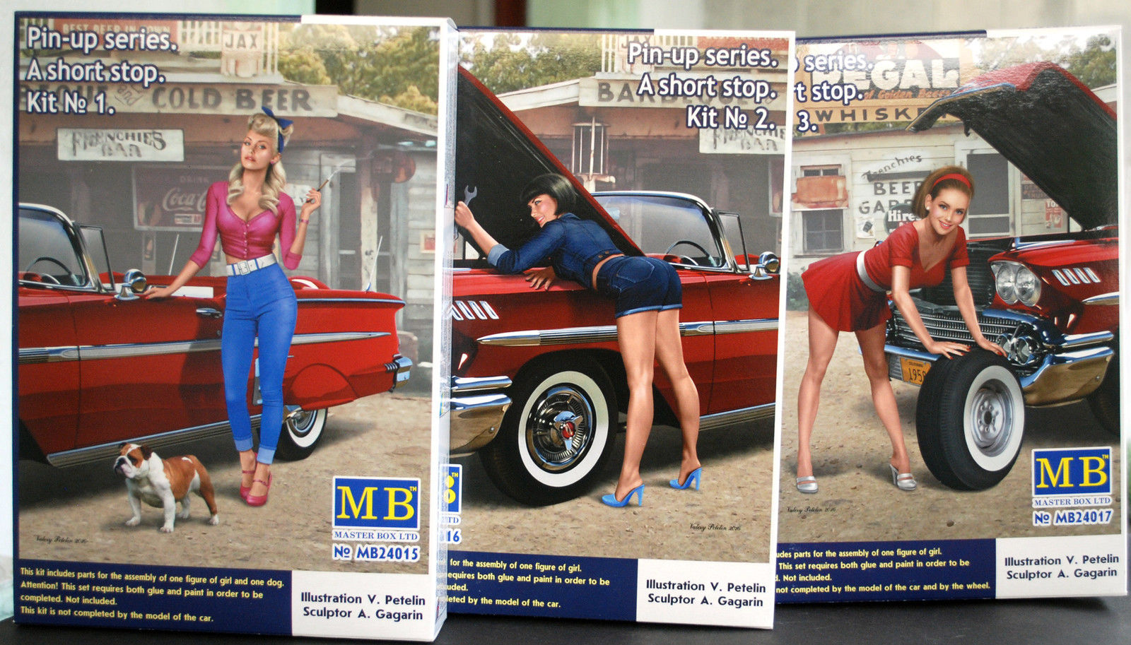 24015B Master Box Pin Up Series a short stop alle drei Bausätze 1:24 neu 2016