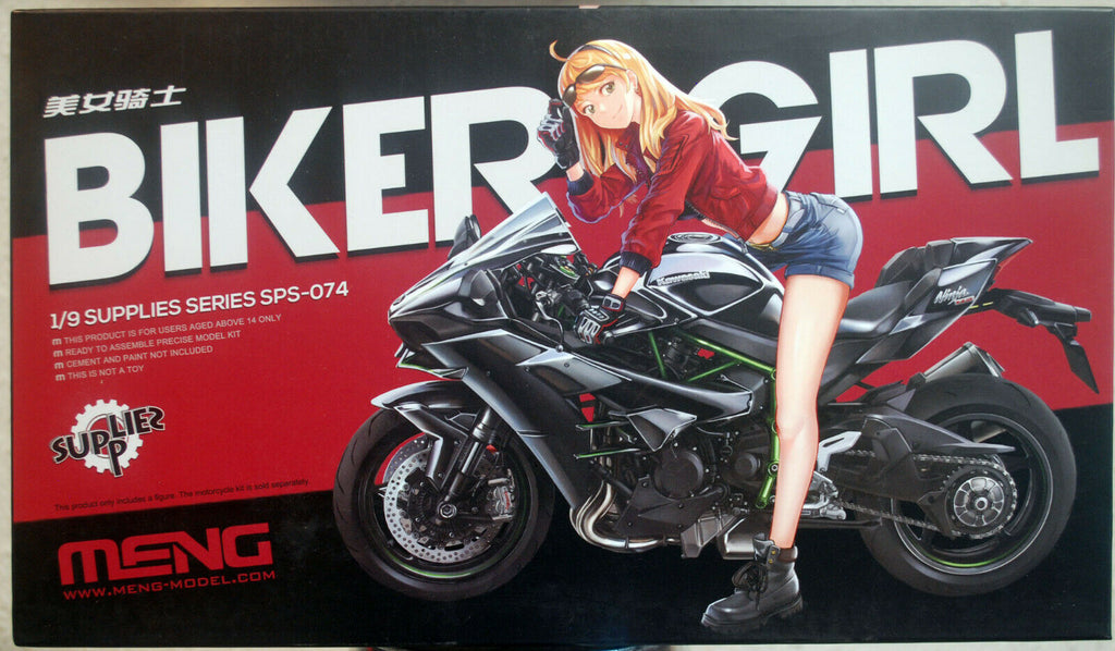 Meng SPS074 Biker Girl Motorrad Fahrer Blond Girl 1:9 Neu 2021