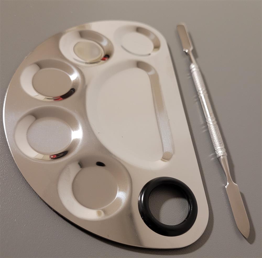 Farbpalette Mischpalette Edelstahl inkl kleinem Spachtel