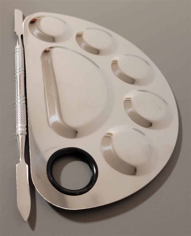 Farbpalette Mischpalette Edelstahl inkl kleinem Spachtel