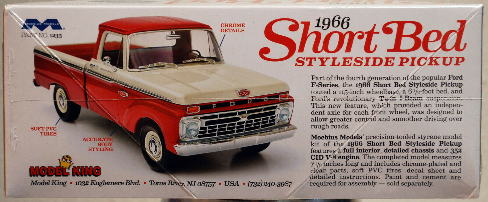 1966 Ford F Series Short Bed Styleside Pickup 1:25 Moebius 1233 Model King