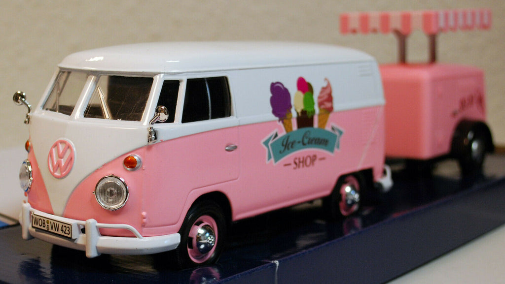 1959 Volkswagen VW T 1 Bulli Eiswagen m. Anhänger 1:24 Motor Max 79672