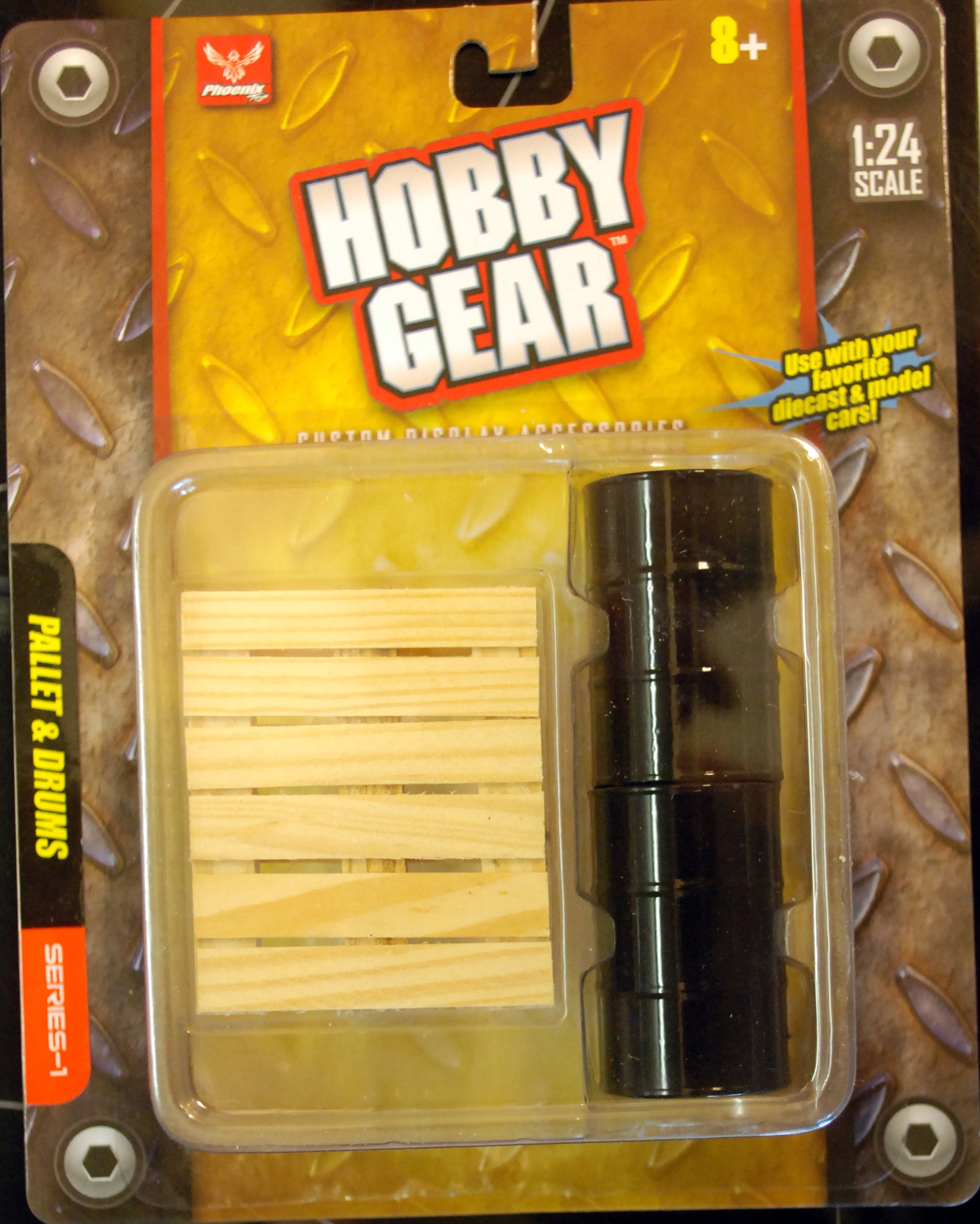 17023 Werkstatt Holzpalette und Fässer, Ladegut 1:24 Hobby Gear