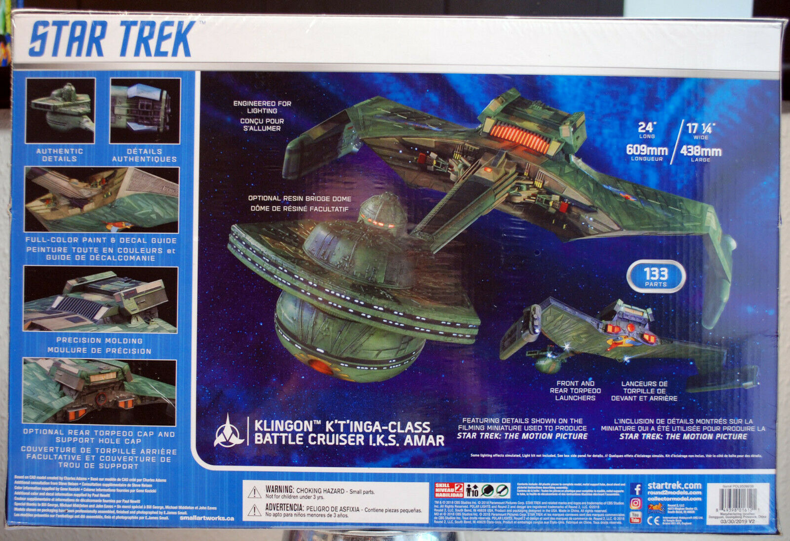 Star Trek Klingon K`TÌnga Class I.K.S. Amar Battle Cruis 1:350 Polar Lights 950