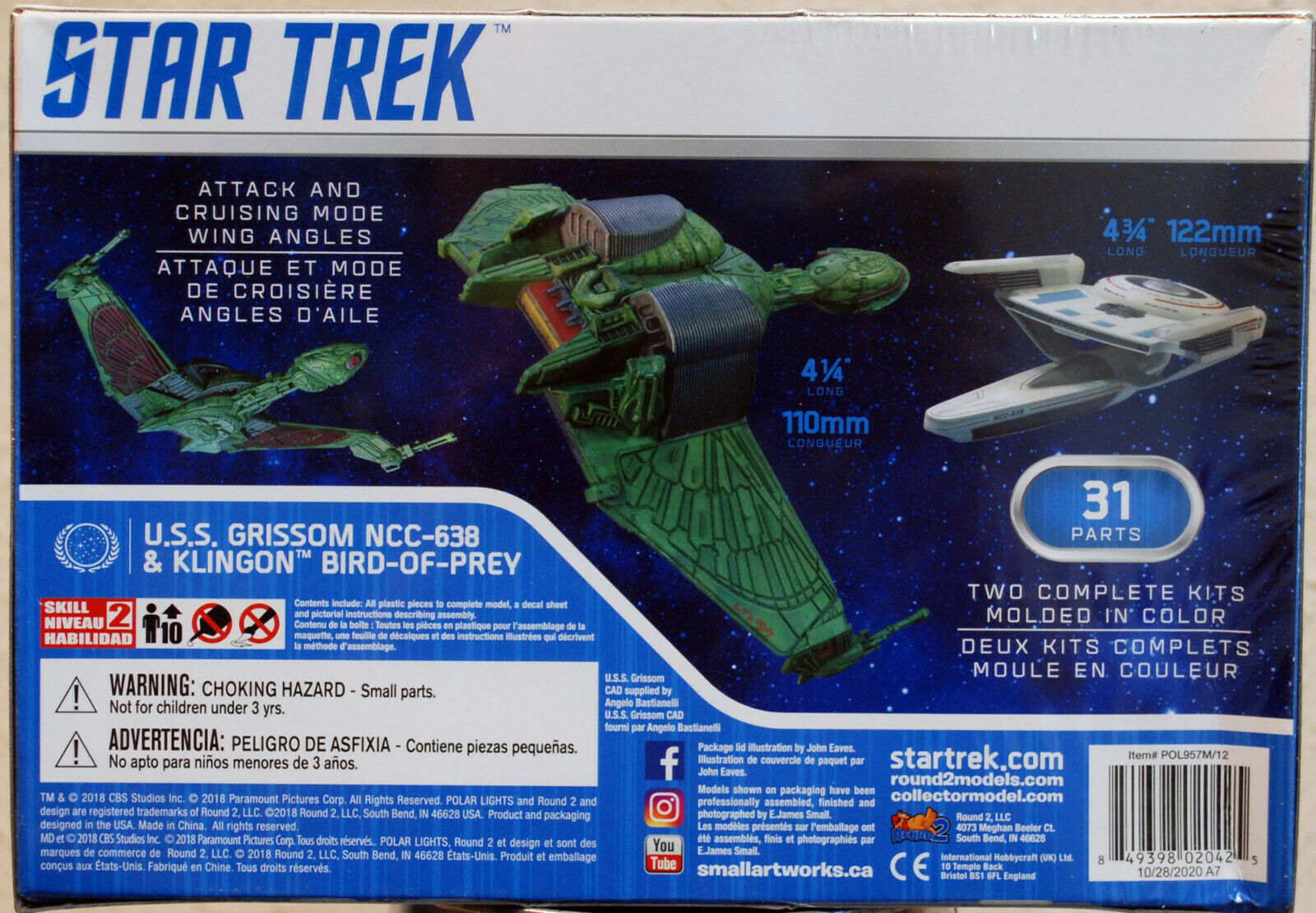 Polar Lights 957 Star Trek USS Grissom NCC 638 & Klingon Bird of Prey 1:1000